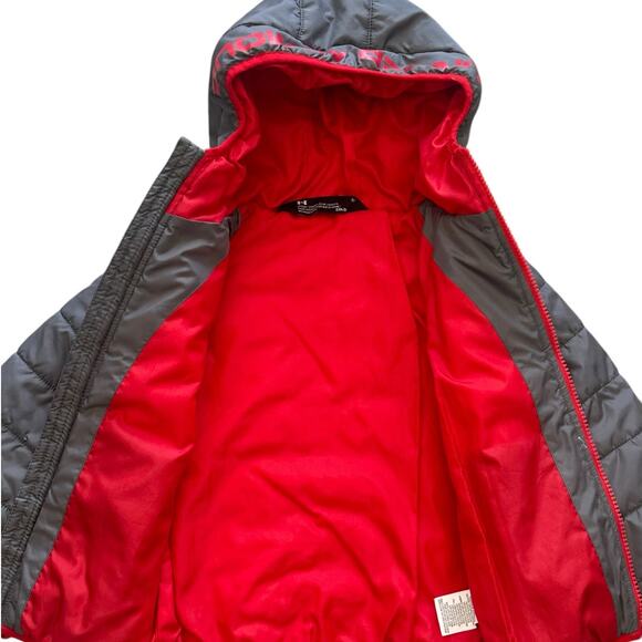 Under Armour Toddler Puffer Jacket Gray Red 3T - Picture 4 of 7